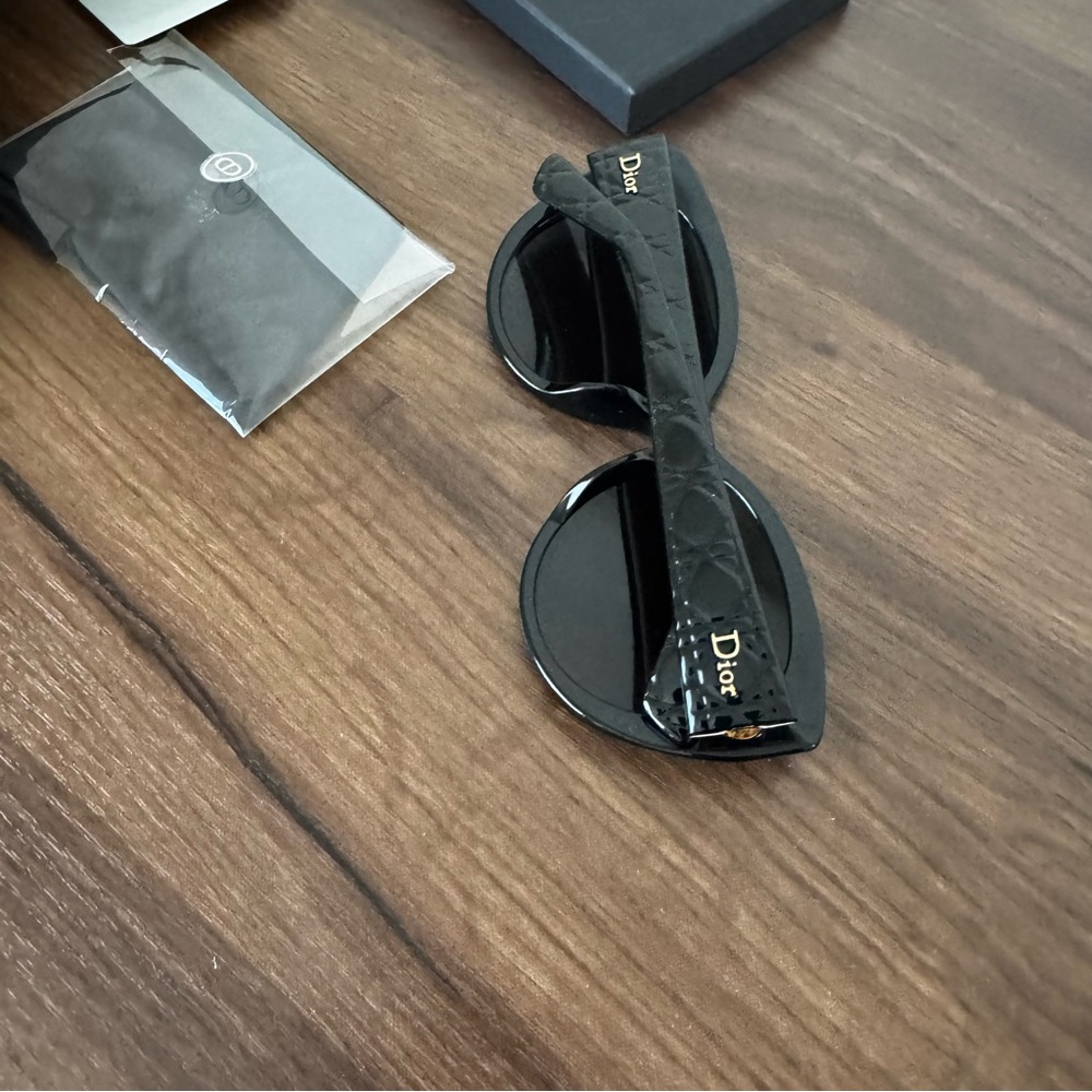 Authentic Christian Dior Lady Dior Black Cat Eye Sunglasses - Picture 5 of 7